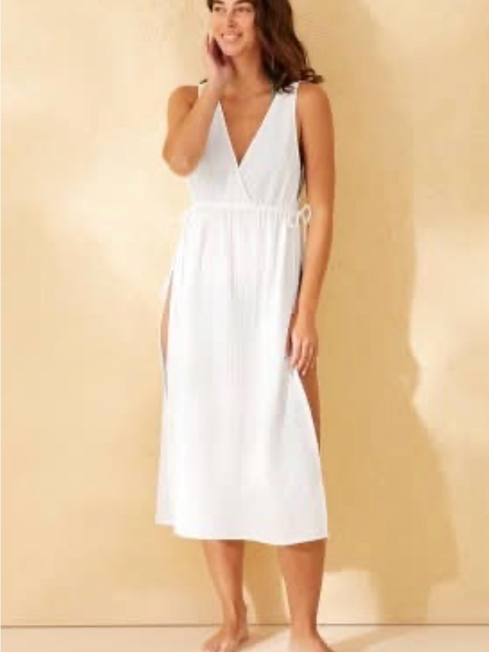 Shade & Shore White V-Neck Tie Waist Swim Coverup